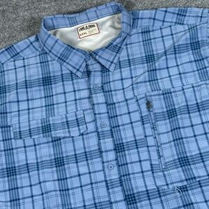 Lake and Trail XXXL Blue Plaid Vented Short Sleeve Fast Dry Mens Shirt NEW Gift